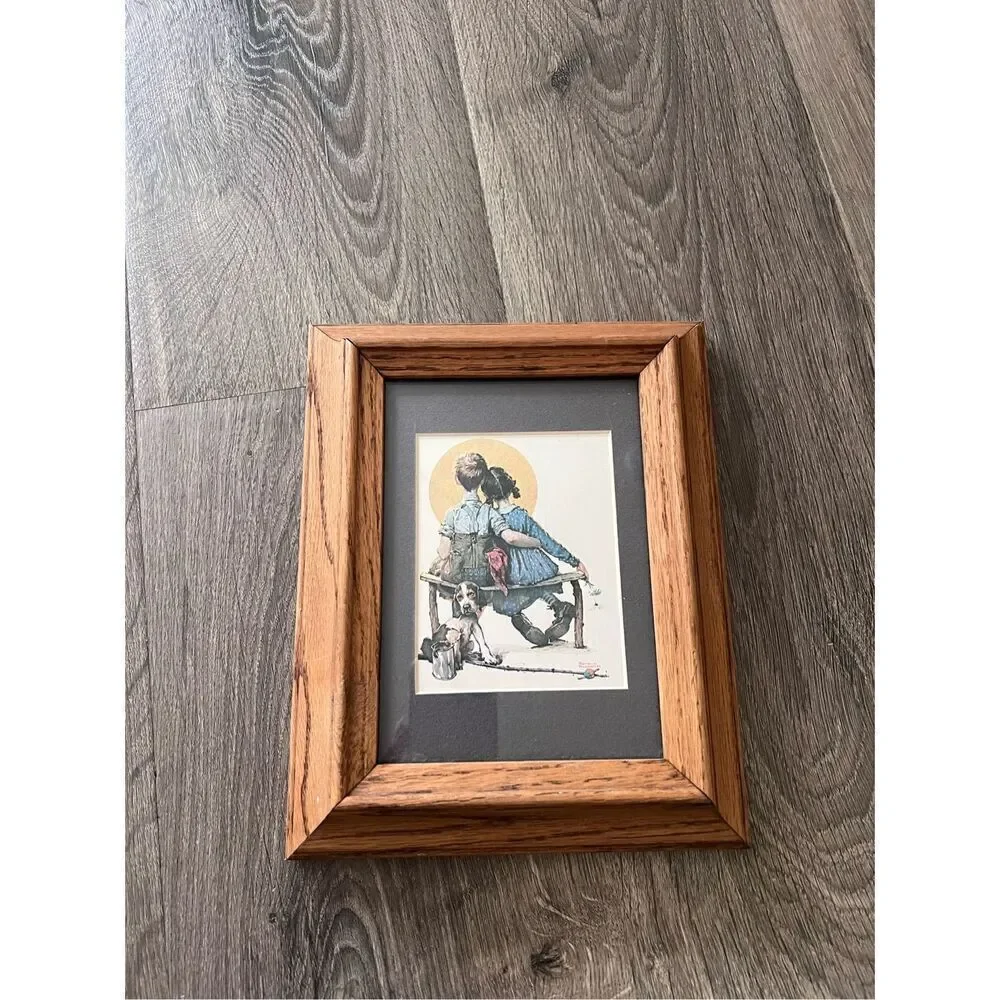 Vintage Norman Rockwell Nostalgia framed Prints 9.5” L x 8 W Room Art Decor